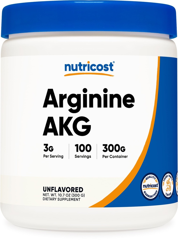 Nutricost Arginine AKG Powder 300 Grams (AAKG) - 3G Per Serving & 100 Servering - Pure Arginine Alpha Ketoglutarate