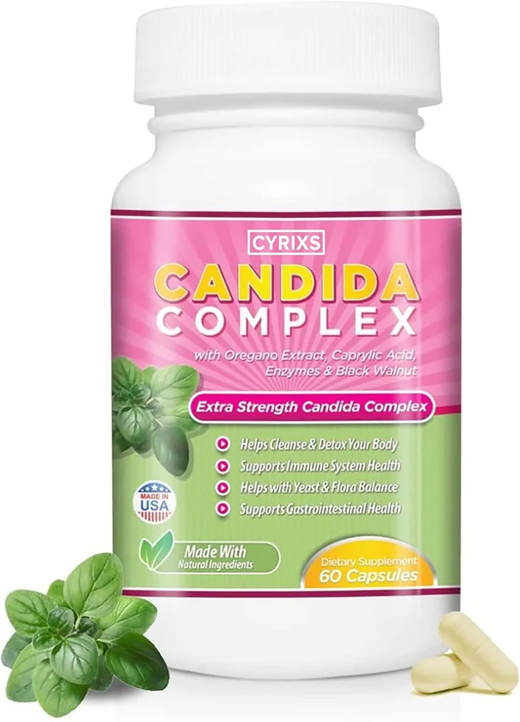 Candida-kompleks | Øk immunsystemet ditt | Alle naturlige gut renser med urter, antifungaler, enzymer og probiotika | Eliminerer Candida | hindrer reose