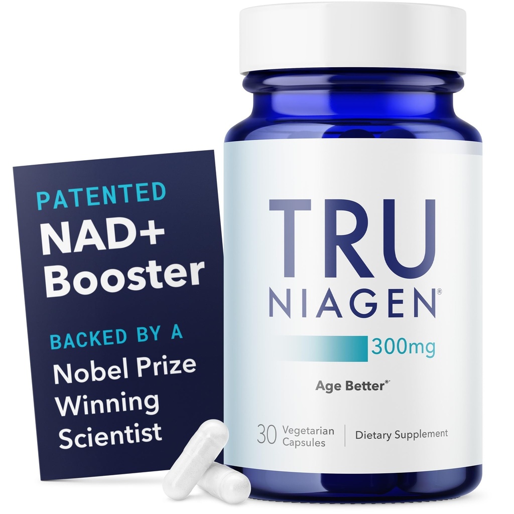 TRU NIAGEN Patentert NAD + Supplement for anti-aldring og celle regenerering, 300 mg niagen, 30 serveringer | Støtter cellulær energi, hjerne, muskel | Nicotinamid Riboside (NR) Ta 1 daglig | 1 flaske