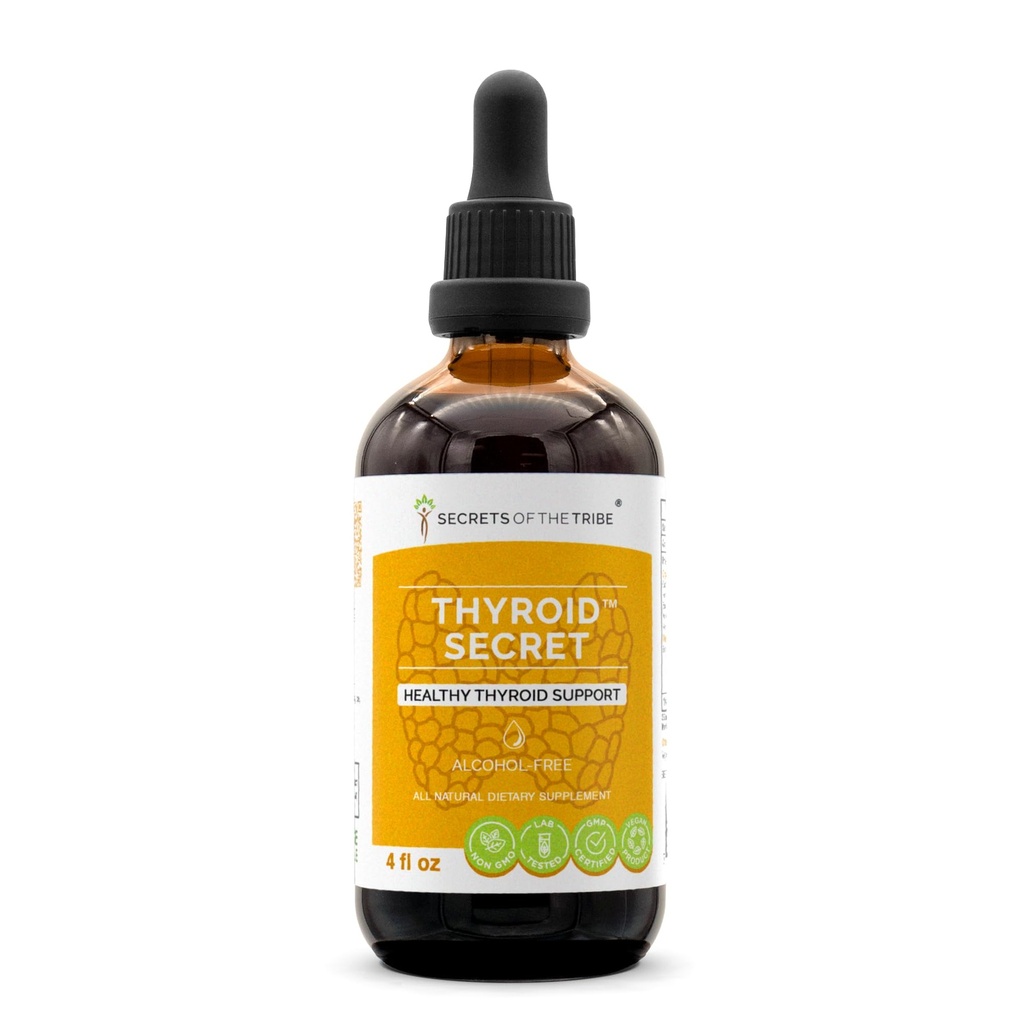 Hemmeligheter i Tribe - Thyroid Secret, sunn Thyroid Support, Herbal Supplement Blend Dråber alkoholfri væskeekstrakt (4 fl oz)