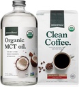 Natural Force Organic Ground Clean Coffee + Organic MCT Oil Bundle - 100% ren kokosnøtt MCTs & Mold & Mycotoksin Gratis kaffe - Ikke-GMO, Keto, Paleo, og Vegan - 10 Oz Bag og 32 Oz Glass Flaske