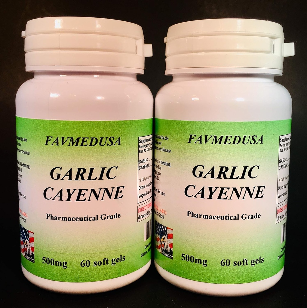 Hvitløk Cayenne, laget i USA - 120 (2x60) softgels