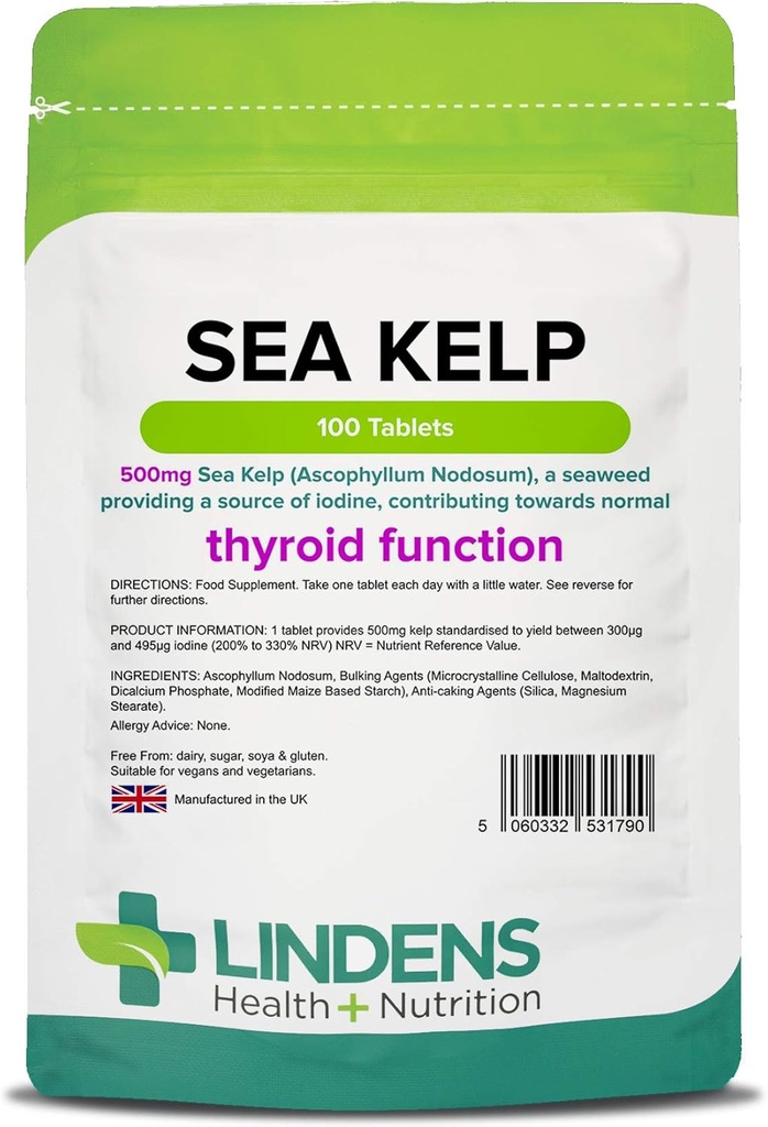 Lindens Kelp tabletter 100 x 500 mg høy potens 1-a-dag