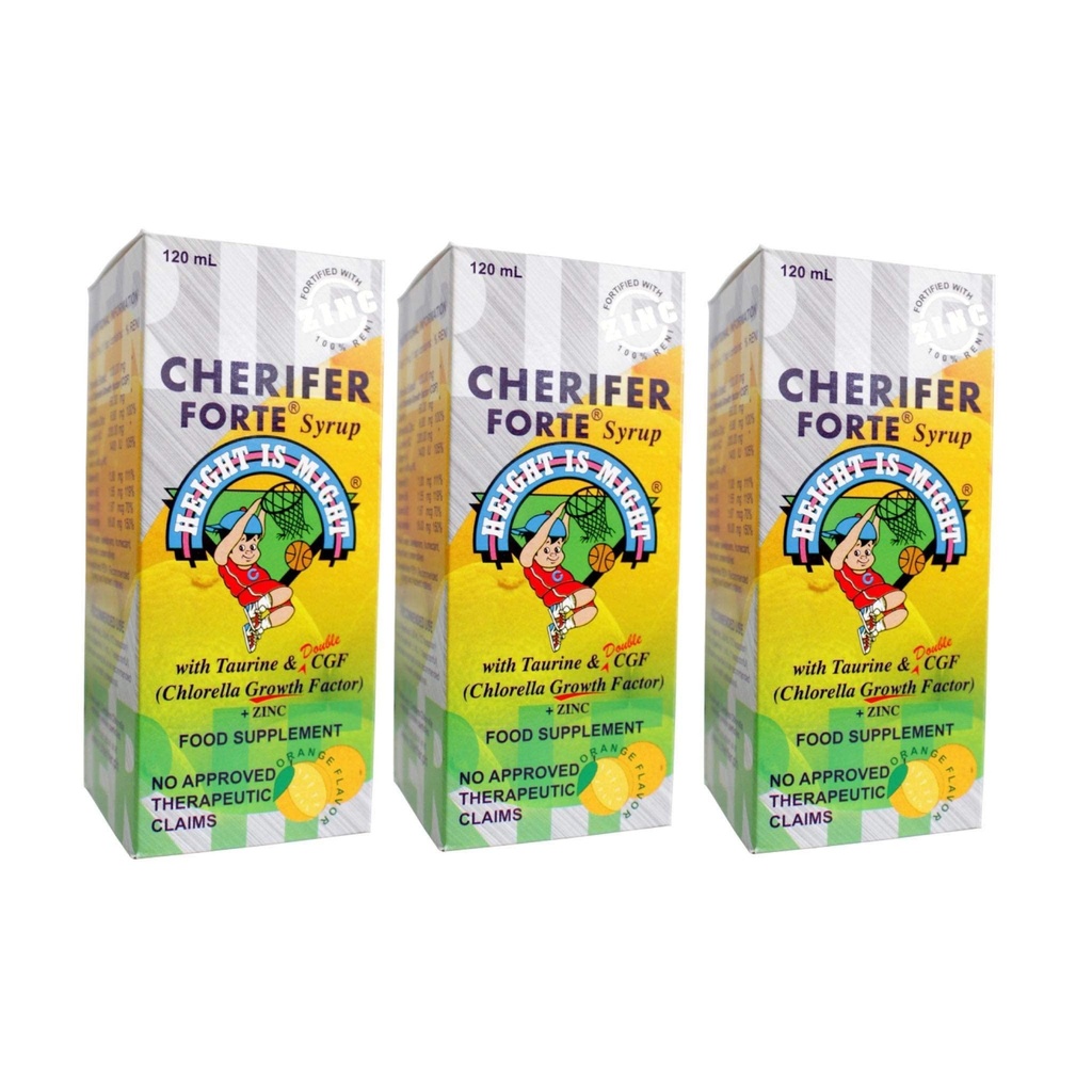 3 CHERIFER Forte Syrup w/Taurin og dobbel klorella vekstfaktor + Sink 120ml