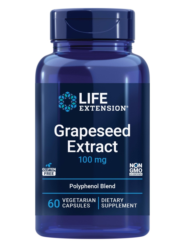 Life Extension Grapefrø Ekstrakt, Vitamin C, Kalsium, resveratrol, polyfenoler, kardiovaskulær helse, antioksidant beskyttelse, Glutenfri, Ikke-GMO, Vegetarisk, 60 kapsler
