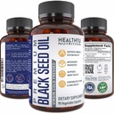 Premium Black Cumin Seed Oil Capsules - Jomfru kald presset Nigella Sativa Svart Seed Oil Piller - Immun støtte Supplement - Omega 3 6 9 Vitamin E Svartfrø for negler Håret 1000 mg p/Serving