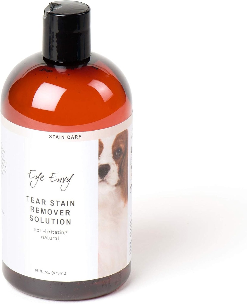 Øye Envy Tear Stain Remover løsning for hunder. 100% naturlig, trygt. Behandler årsaken til stanger. Anbefalt av AKC Breeders, Vets, Handlers, Groomers. Inneholder Colloidal Silver. 16 oz. Laget i USA