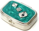 9338 Rektangulær liten pille Box Organizer Aqua Grønn Sølv Poker & Dice Kvinner Reise Pille Veske Pocket Container Daglig Bærbar medisin Vitamin Box Medisin Supplement Mini Storage