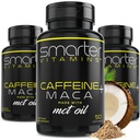 (3 Pack) Smartere energipiller, 200 mg koffein & kokosnøtt MCT Olje med Maca Root, 150 flytende softgels