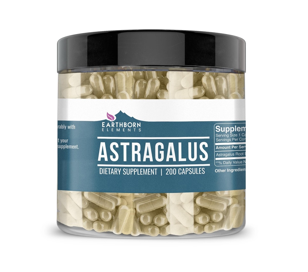 Jordbårne elementer Astragalus Extract 200 kapsler, ren og ufortynnet, ingen tilsetningsmidler