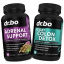 DR. BO Adrenal Support & Colon Cleanse kosttilskudd - Adrenal tretthet Supplement med Ashwagandha & L Tyrosin - 15 dagers intestinal rengjøring piller for Bowell Movement Support & Gut mage rengjøring