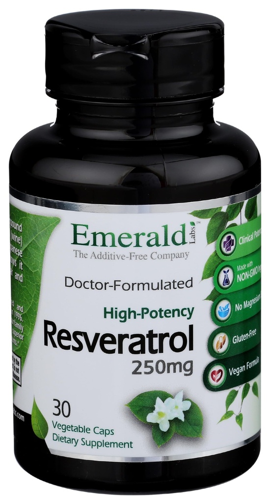 Emerald Labs Resveratrol - Diett Supplement med Resveratrol for Cellular og Cardiovaskulær støtte - 30 Grønnsaker Kapsler