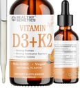Væske vitamin D3 K2 Plus vitamin K2 MK-7 | 5000 IU vitamin D flytende  Drop Bones | Immune | Hjartehelse | Boost Energy 2oz
