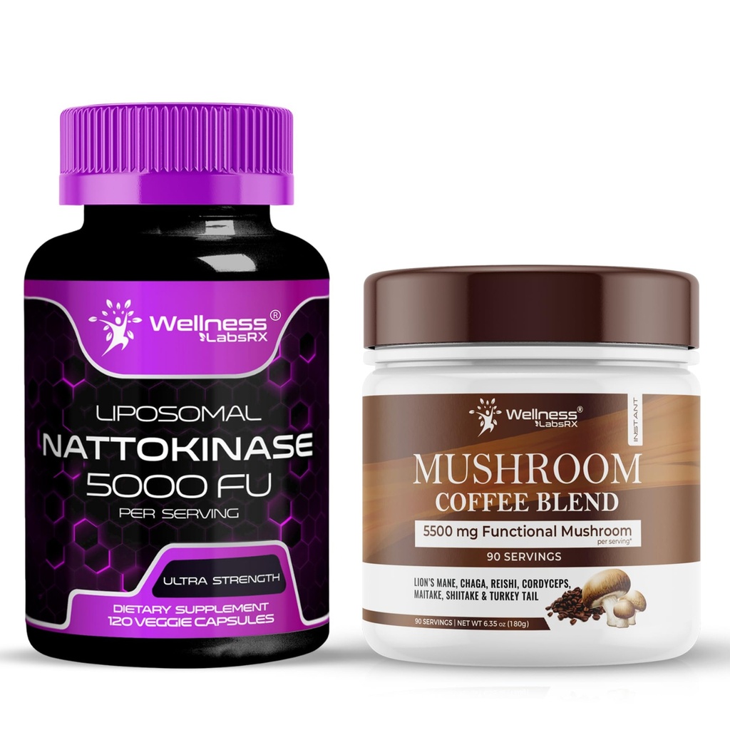 WELLNESS LABSRX Nattokinase Supplerende kapsler 5000 FU - Mushroom kaffe blanding