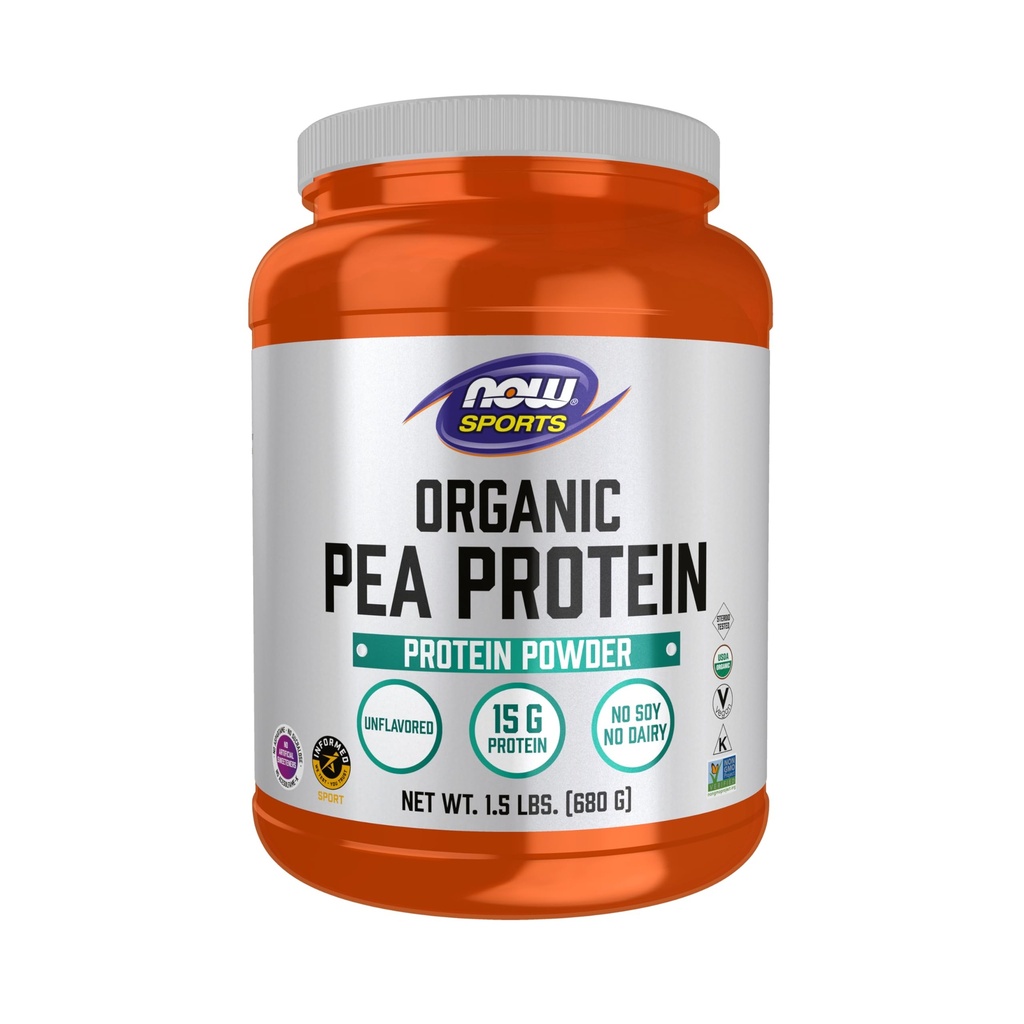 NU Foods Sport Ernæring, sertifisert organisk peaprotein 15 gram, uslavert pulver, 1,5 pund