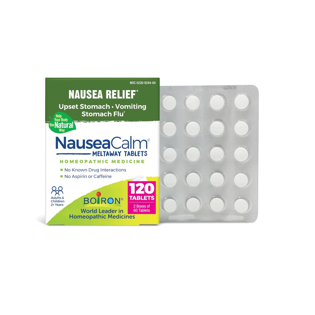 Boiron mykhetCalm Relief for oppsett mage, kvalme, og besvimelse på grunn av mageinfluensa, overindugens eller bevegelsessykt - ikke-Drowsy - 120 greve (2 pakke med 60)