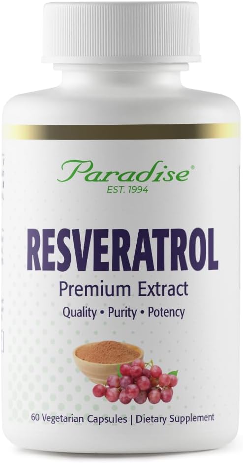 Paradise urter Resveratrol, Antioksidant, Super Potent, Ultra ren, Vegansk, Ikke GMO, Glutenfri, 60 Vegetariske kapsler