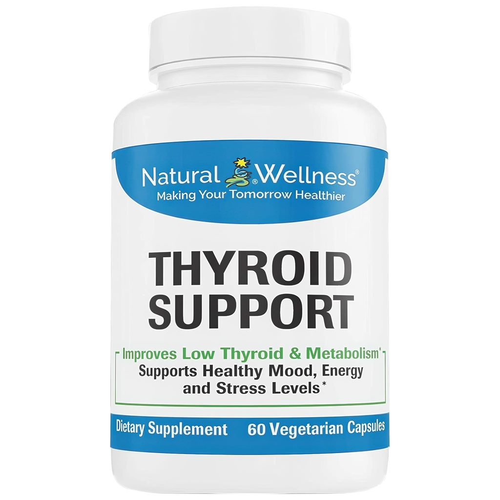 Naturlig velvære Thyroid Support – Iodine, Selen & L-tyrosin Supplement for sunn Thyroid funksjon, energi og metabolisme – Thyroid støtte for kvinner og menn – 60 vegetariske kapsler