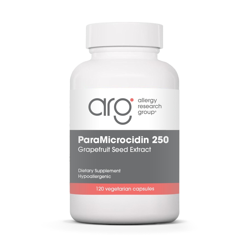 Allergi Forskningsgruppe ParaMicrocidin 250 Supplement - Grapefruktfrøekstrakt 500mg, støtter Metabolsk funksjon, kontaminerende gratis, vegetariske kapsler - 120 greve