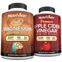 Nutrivein Premium Apple Cider Vinegar Capsules & Magnesium L-Troonate Bundle: høyabsorpsjon Magnesium Threonate Supplement og Apple Cider Vinegar Kosttilskudd for hjernen, Gut, og total velvære