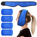 LotFancy Face Ice Pack Wrap for TMJ, Visdom tenner, med 4 Reusable Hot Cold Therapy Gel pakker, smertelindring for hodet, munnlig og ansiktskirurgi, tannimplantater, blå