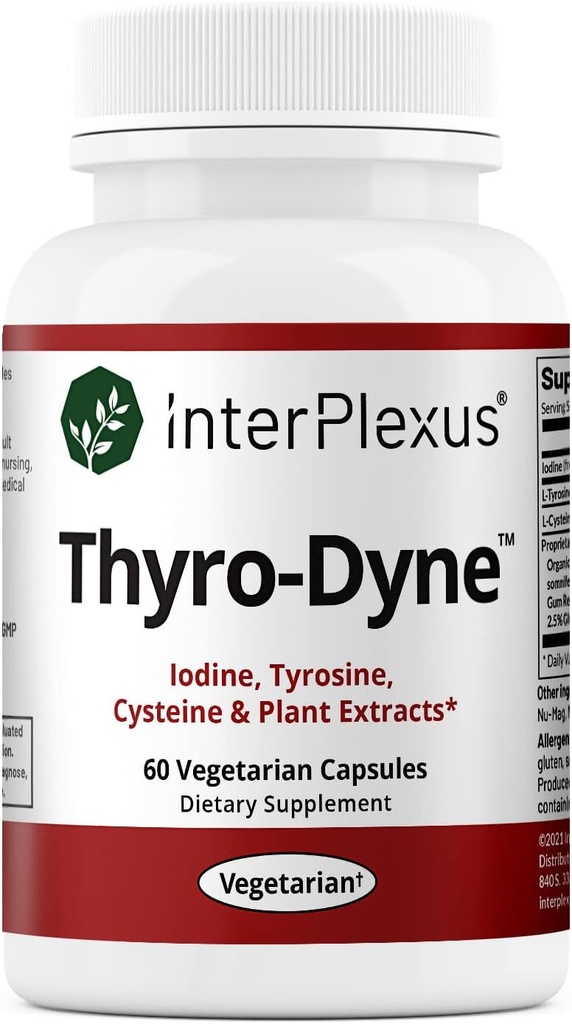 InterPlexus Thyro-Dyne - Iodin, Tyrosin og planteekstrakter for Thyroid støtte- Glutenfri, mørefri, soya gratis - 60 kapsler (30 Serveringer)