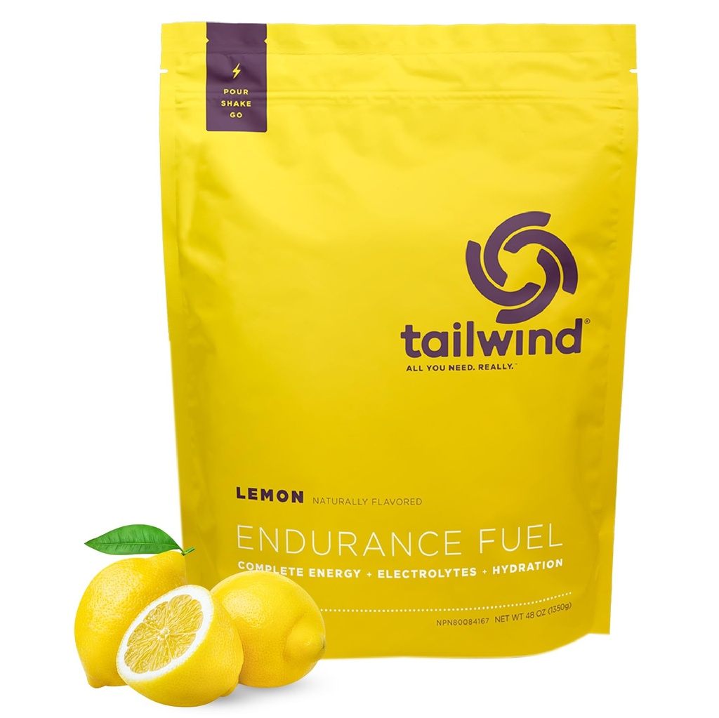 Tailwind Ernæring Endurance Drivstoff, karbohydrat & Electrolyte Sports Drink Blandepulver, Glutenfri, Vegansk, Lemon, 50 Serveringer