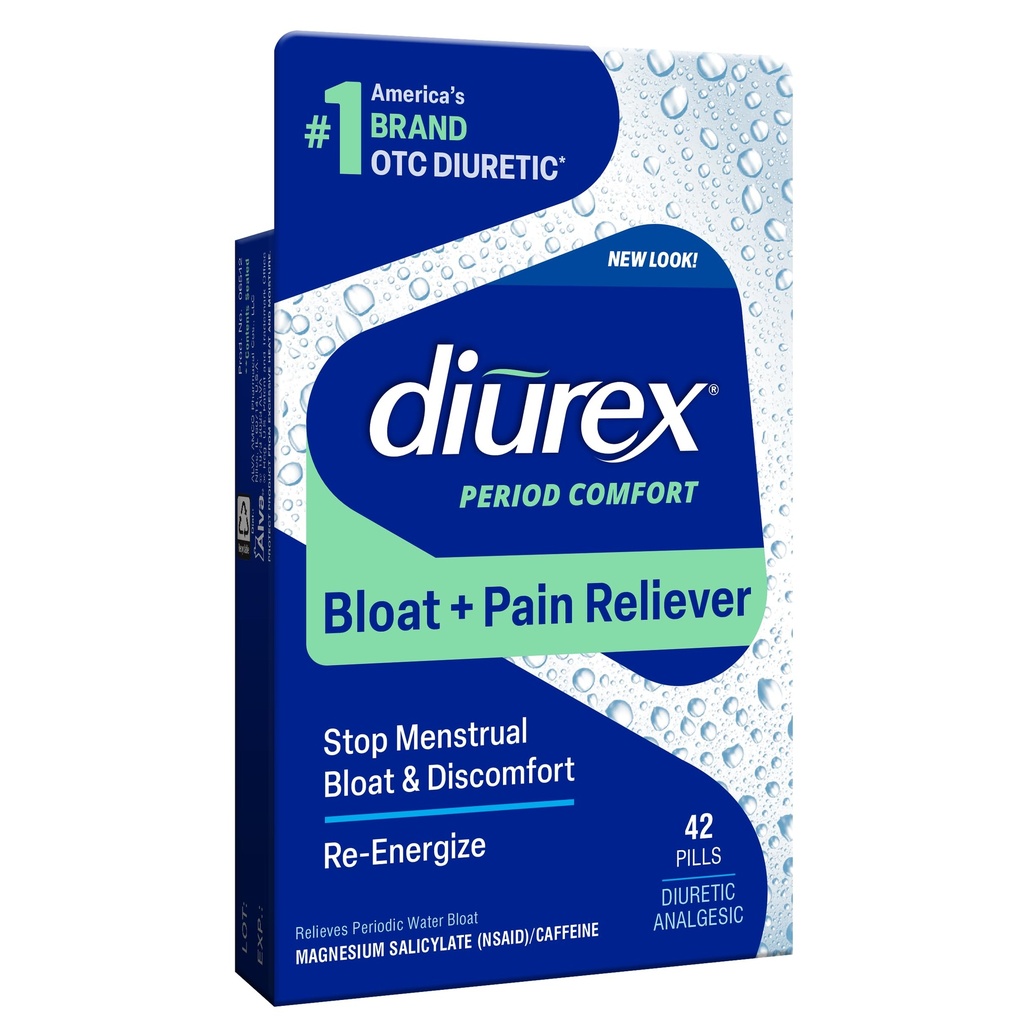 Diurex vannpiller + smertelindring - Relief vannbloat, Kramper, & tretthet - 42 greve
