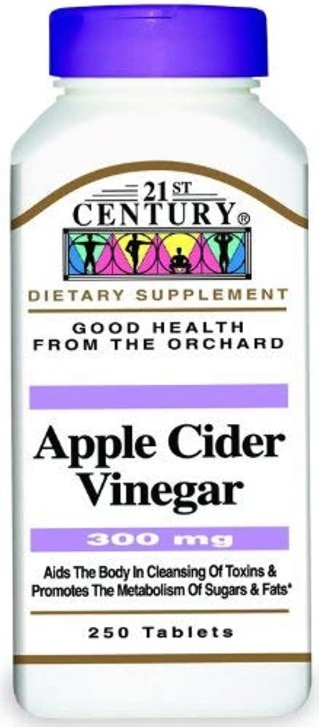 21st Century Apple Cider Vinegar 300mg Tabletter, 250 greve (pakke på 2)