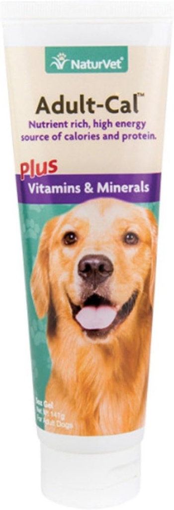 NaturVet Adult-Cal Nutritional Gel Plus vitaminer og mineraler for hunder, 5 oz Gel, laget i USA