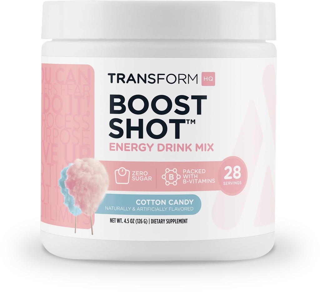 TransformHQ Boost Shot (28 Serveringer, Bomuld Candy) ® Energi uten Crash - Glutenfri, ikke-GMO