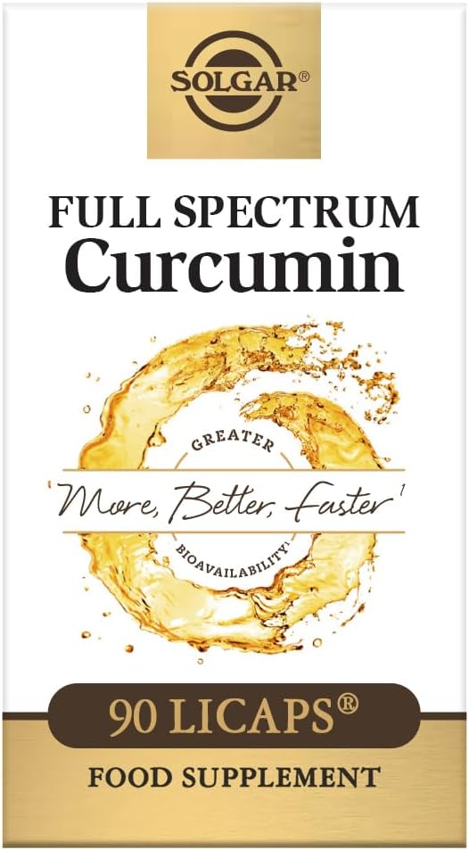 Solgar Full Spectrum Curcumin - 90 LiCaps - Superior Absorpsjon - Hjerne, Joint & Immune Health - Ikke-GMO, Vegan, Glutenfri, Dairy Free - 90 Serveringer