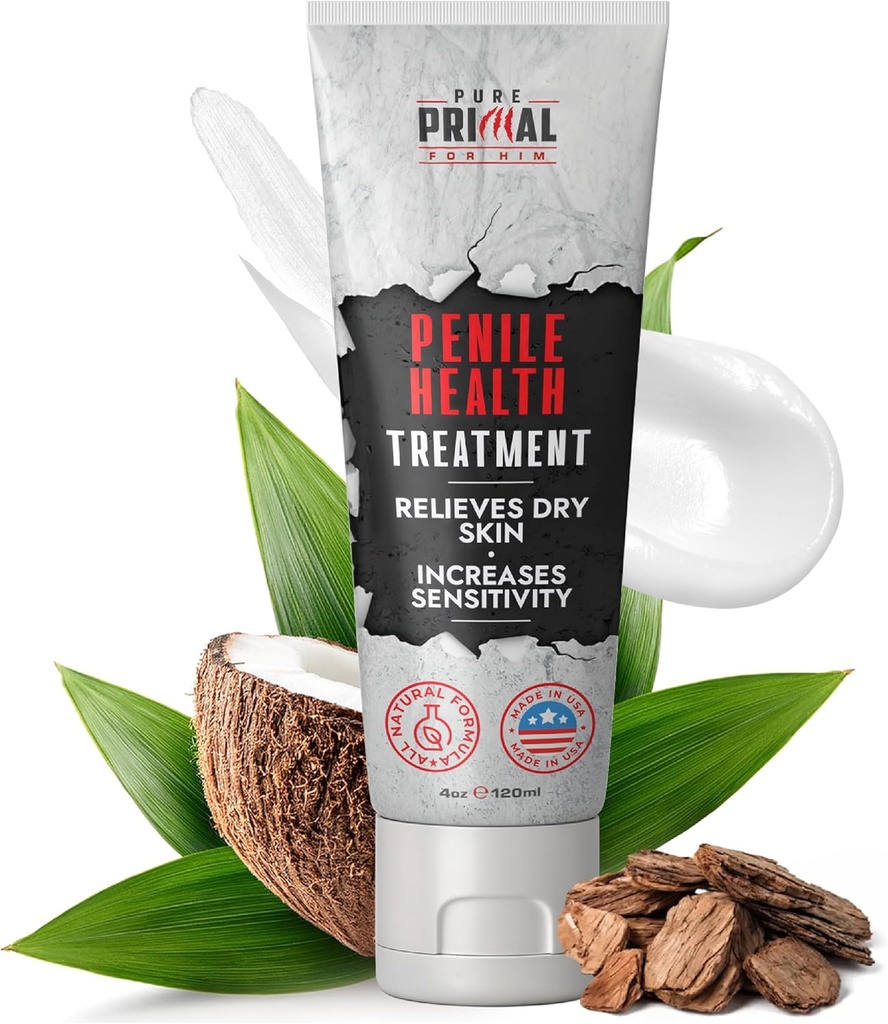 Pure Primal Penile Creme for menn – Fastabsorberende Penile Helsekrem for Hydration Hudstøtte og irritation Relief – daglig moisturizer behandling