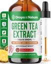 Grønn te 10:1 Ekstrakt 50% EGCG - Grønn te flytende dråper - Vegansk, 4X mer kraftig enn piller og kapsler - 2oz antioksidant og immunsupplement - Hud, hjerte støtte, hjerne helse og hukommelse Boost