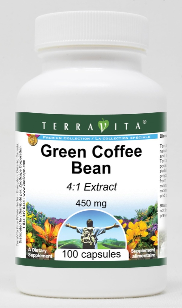 Grønn kaffebønne 4:1 Ekstrakt - 450 mg (100 kapsler, ZIN: 523280)