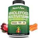 Nutrivein Hele mat Multivitamin for menn og kvinner – 120 Vegan Multivitamin Caps for voksne – Daglig energi, immun og hjerte støtte – rå frukt og grønnsaker blanding + B-vitaminer - ikke beregnet for barn