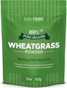 Sari Foods Organic Wheatgrass pulver - hvete Grass Juice pulver med klorofyll, antioksidanter og vitaminer (15 Ounce)