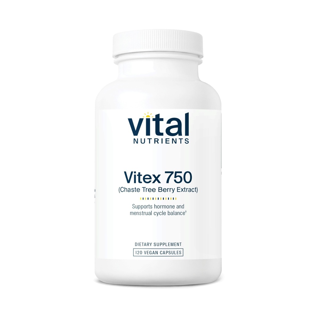 Vital næringsstoffer Vitex 750 mg Chaste Tree Berry Ekstrakt | Støtte for hormon, fruktbarhet og menstruell syklus balanse * | Gluten, Dairy, Soya Gratis | Ikke-GMO | 120 kapsler