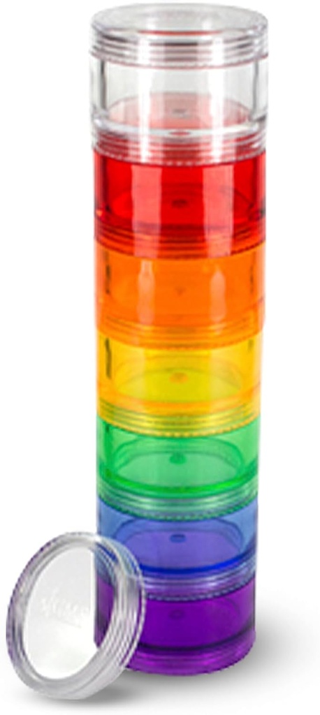 7 Day Medicine Pill Organizer - Stackable Pill Box - Passer små tabletter og vitamin kosttilskudd, holde din daglige medisin organisert på ett sted - middels - Regnbue