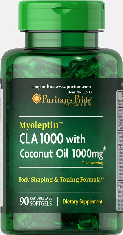 Puritans Pride Myoleptin CLA 1000 med kokosolje-90 softgels