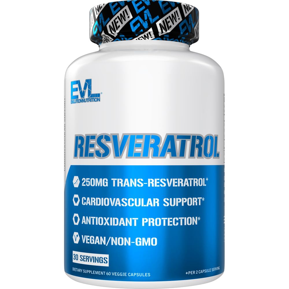 Evlution Anti Aging Trans Resveratrol Supplement ernæring Super Antioksidant Supplement med 250mg Trans-Resveratrol fra Resveratrol 500mg Japan Knotweed ekstrakt for immun og hjerte helse