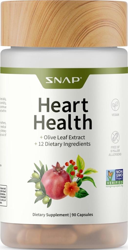 Snap kosttilskudd hjerte helse støtte supplement - Botanisk støtte for hjerte helse, sunn sirkulasjon og nitric oksid nivåer, 90 kapsler (30 serveringer, 1 måneds forsyning)