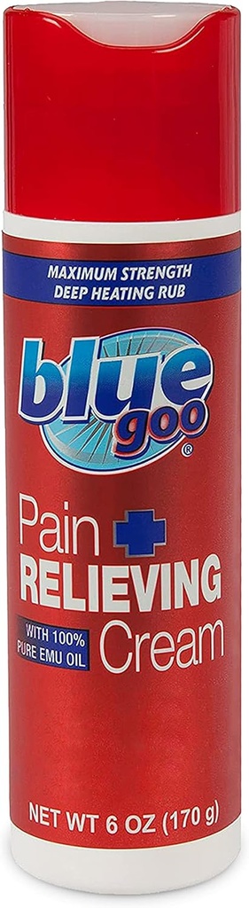 Blå Goo smertestillende krem - FSA & HSA kvalifisert, maksimal styrke, dyp oppvarming Rub, laget w / 100% ren emuolje, 6 oz (1 pakke)
