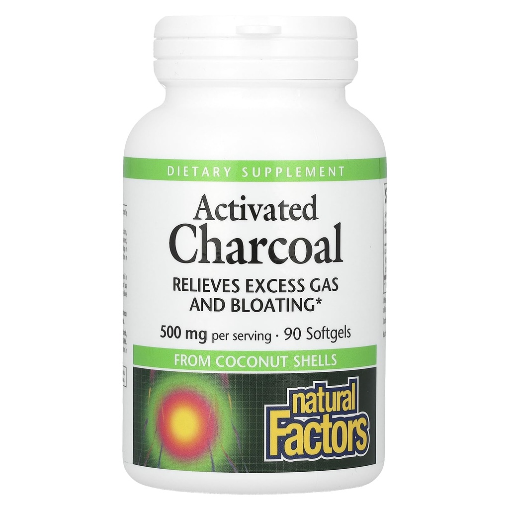 Naturlige faktorer Aktivert Charcoal 90 Softgel