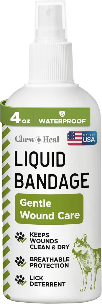 Kjæledyr flytende bandasje for hunder - 4 oz spray med aloe - sår omsorg for hunder inkludert kutt, skjegg og stitches - pustende og vanntett
