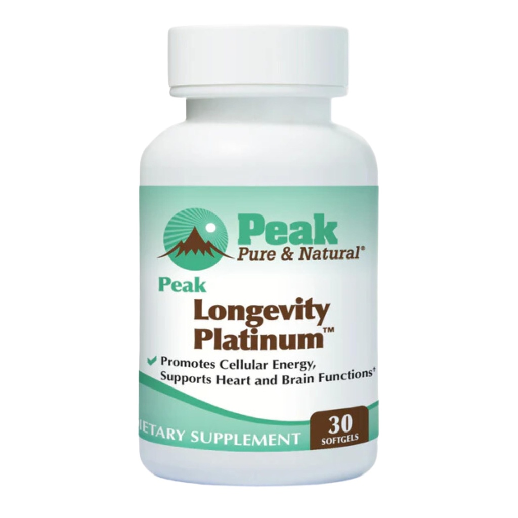 Peak Longevity Platinum PQQ Supplement med coenzym Q10 - Pyrroloquinolin Quinone med Ubiquinol CoQ10 og Shilajit - Mitokondrial Supplement for naturlig energi og sunn aldring (30 Softgels)
