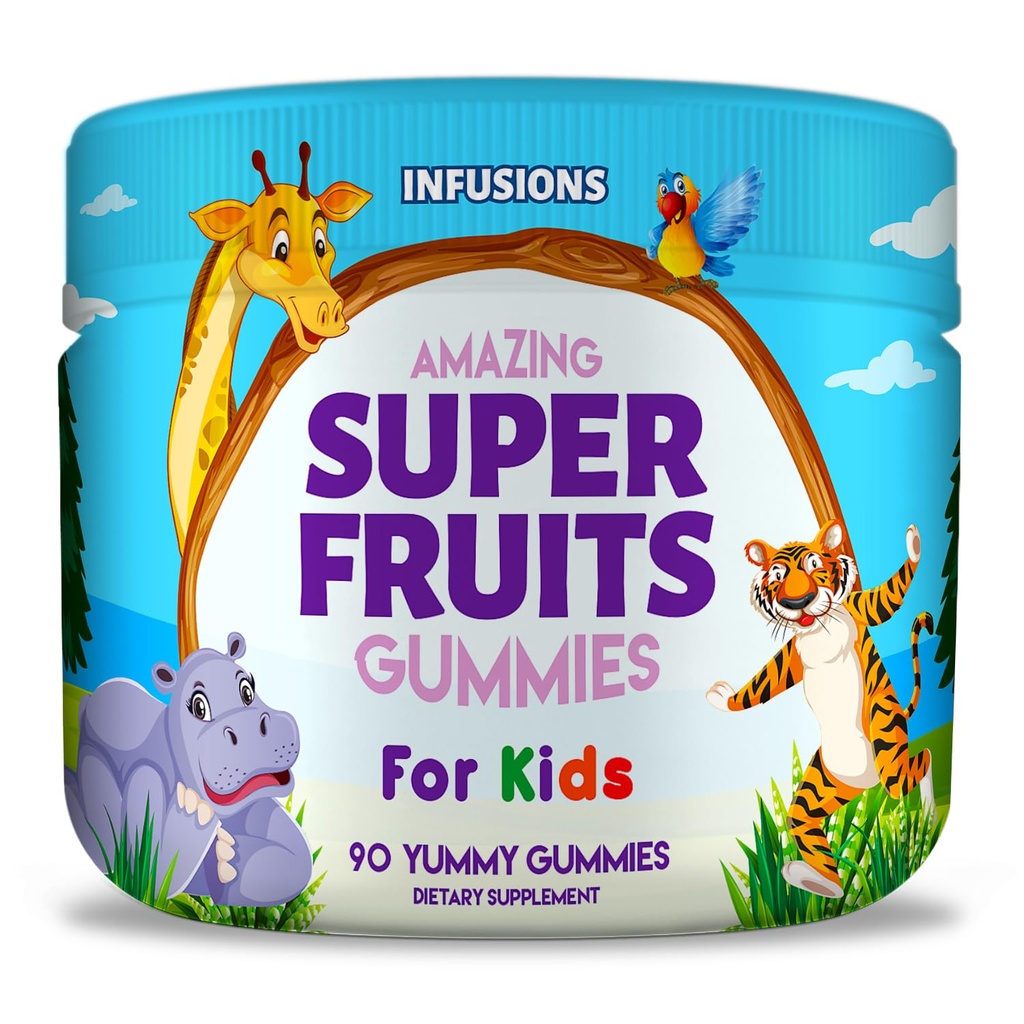 Infusioner Super frukt Gummies for barn 90 greve antioksidant blanding myk og deilig vegansk vennlig Glutenfri ikke-GMO