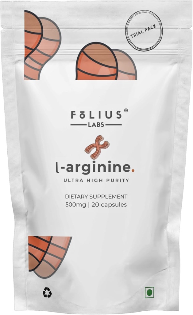 L-Arginine 1000mg Supplement for menn og kvinner - støtter nitric oksid produksjon - støtter blodsirkulasjon - pre trening aminosyre Supplement (10 dager prøvepakke)