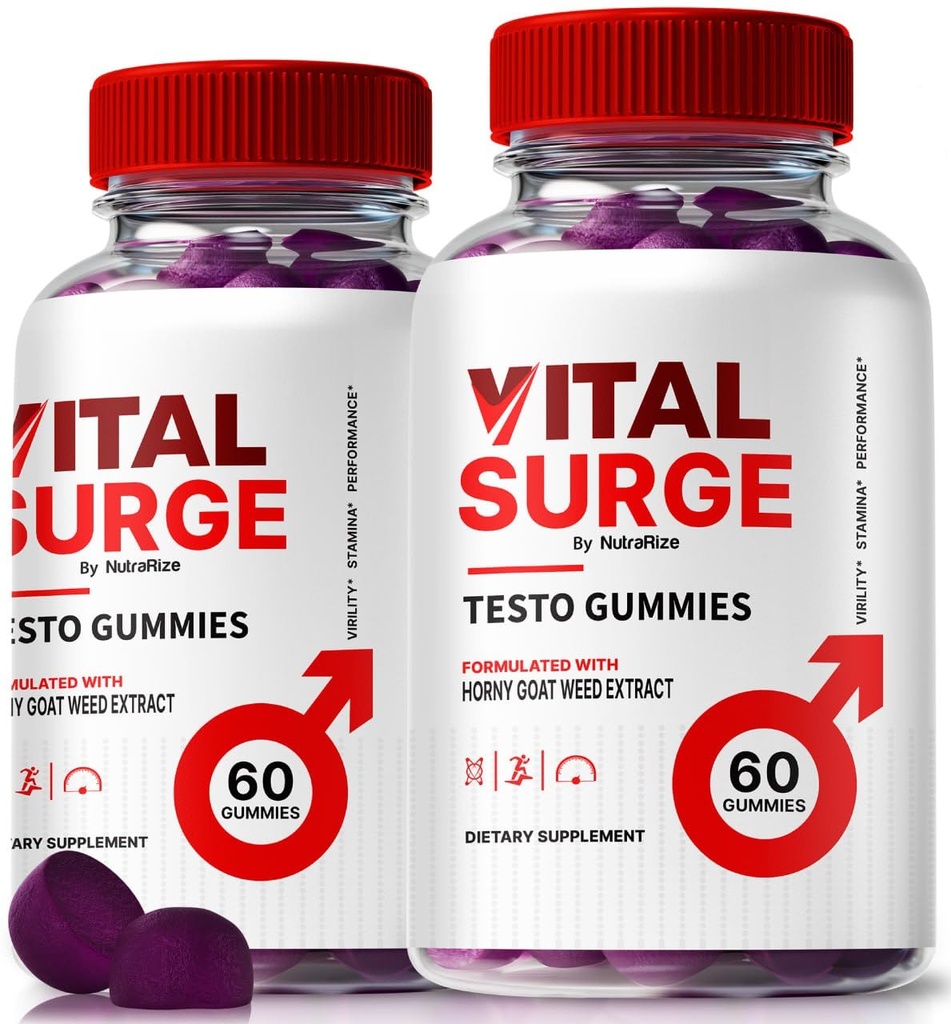 (2 Pakke) Vital Surge Testo Gummies – Premium VitalSurge Gummies for menn med rene ingredienser til drivstoffdrift, tillit og daglig ytelse, lett å Chew Tasty Vital Surge ME Gomitas (120 Gummies)