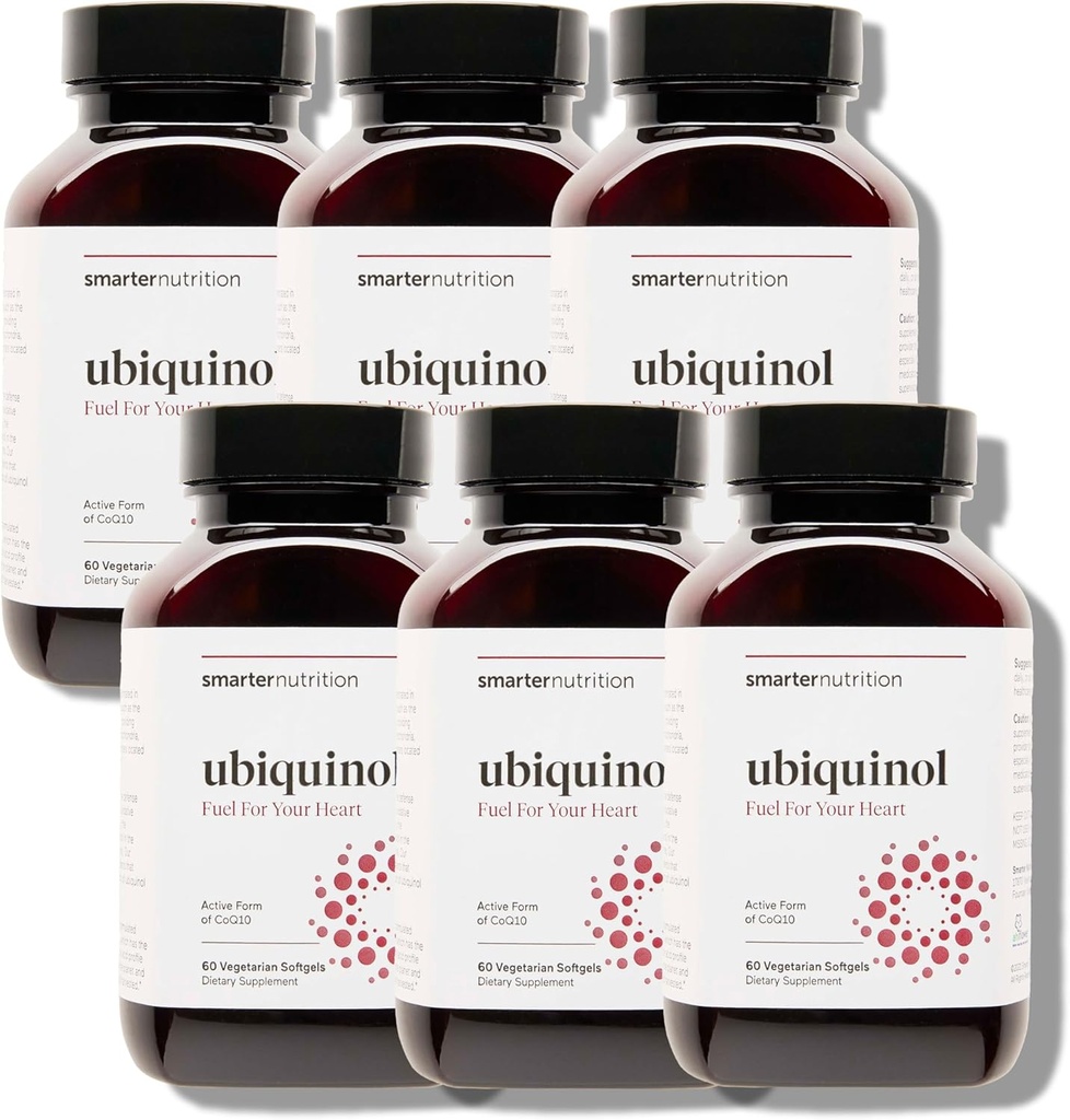 SMARTERNUTRITION Ubiquinol 100mg + Naturlig plantebasert Complete Omega 3 6 9 - Klinisk studert Ahiflower® olje - Ultra Absorpsjon CoQ10 for hjertestøtte - Ikke-GMO - 360 Softgels[180-dagers forsyning]